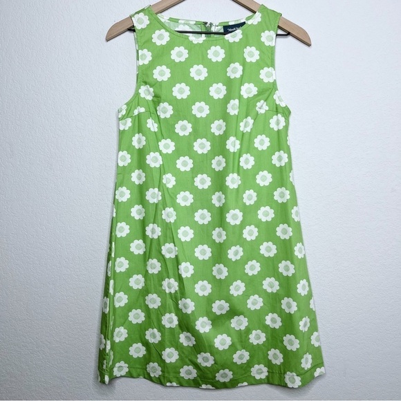 ModCoth Women‎ Dress XS Cotton Shift Green Floral Retro Crewneck Sleeveless Mod - Picture 1 of 10